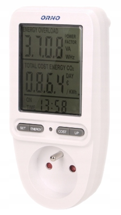 Watomierz kalkulator energii LCD 0,1 - 3680W Orno