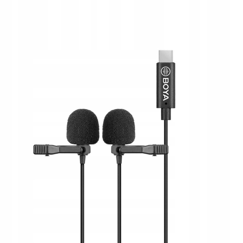 Boya BY-M3D - mikrofon krawatowy ze złączem USB-C, podwójny