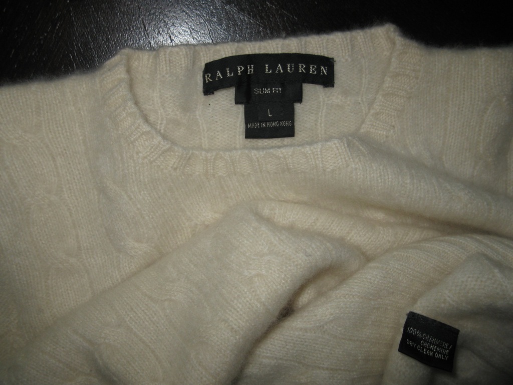 RALPH LAUREN (Black Label) 100% CASHMERE ecru L