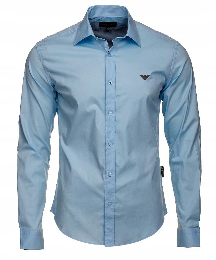 Emporio Armani koszula gładka błękit slim fit /3XL
