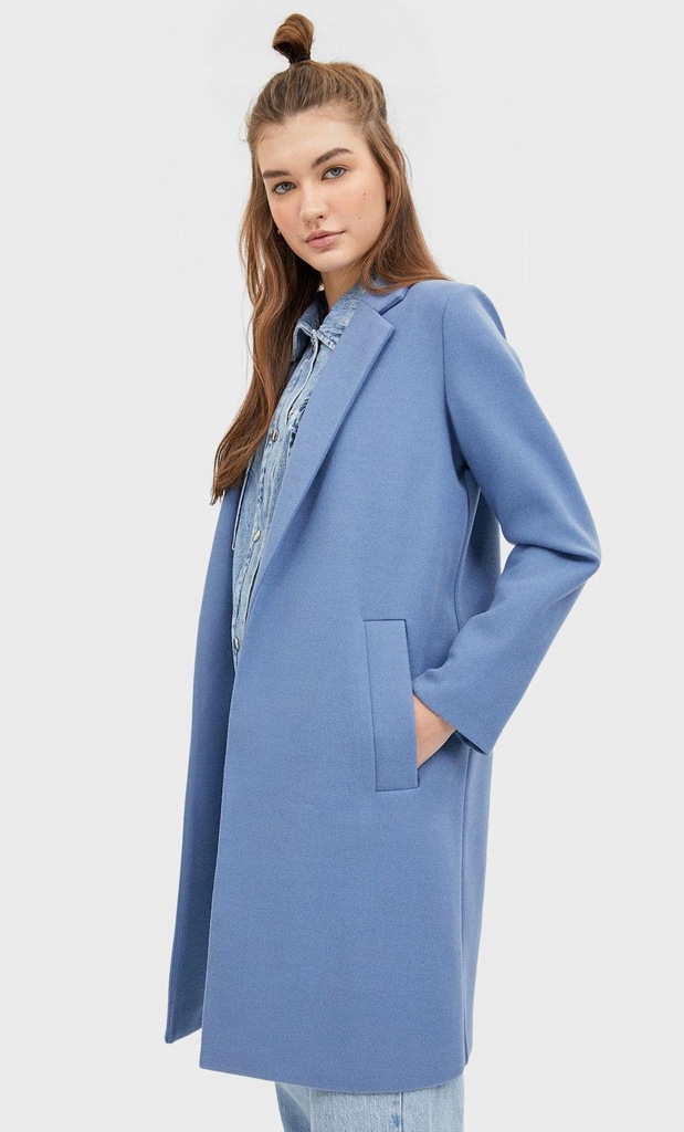 STRADIVARIUS NIEBIESKI PŁASZCZ S62 NZ6__M