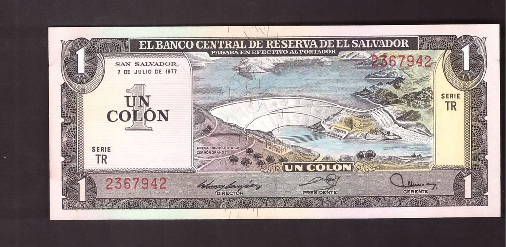 Salwador - banknot - 1 Colon 1977/1980 rok