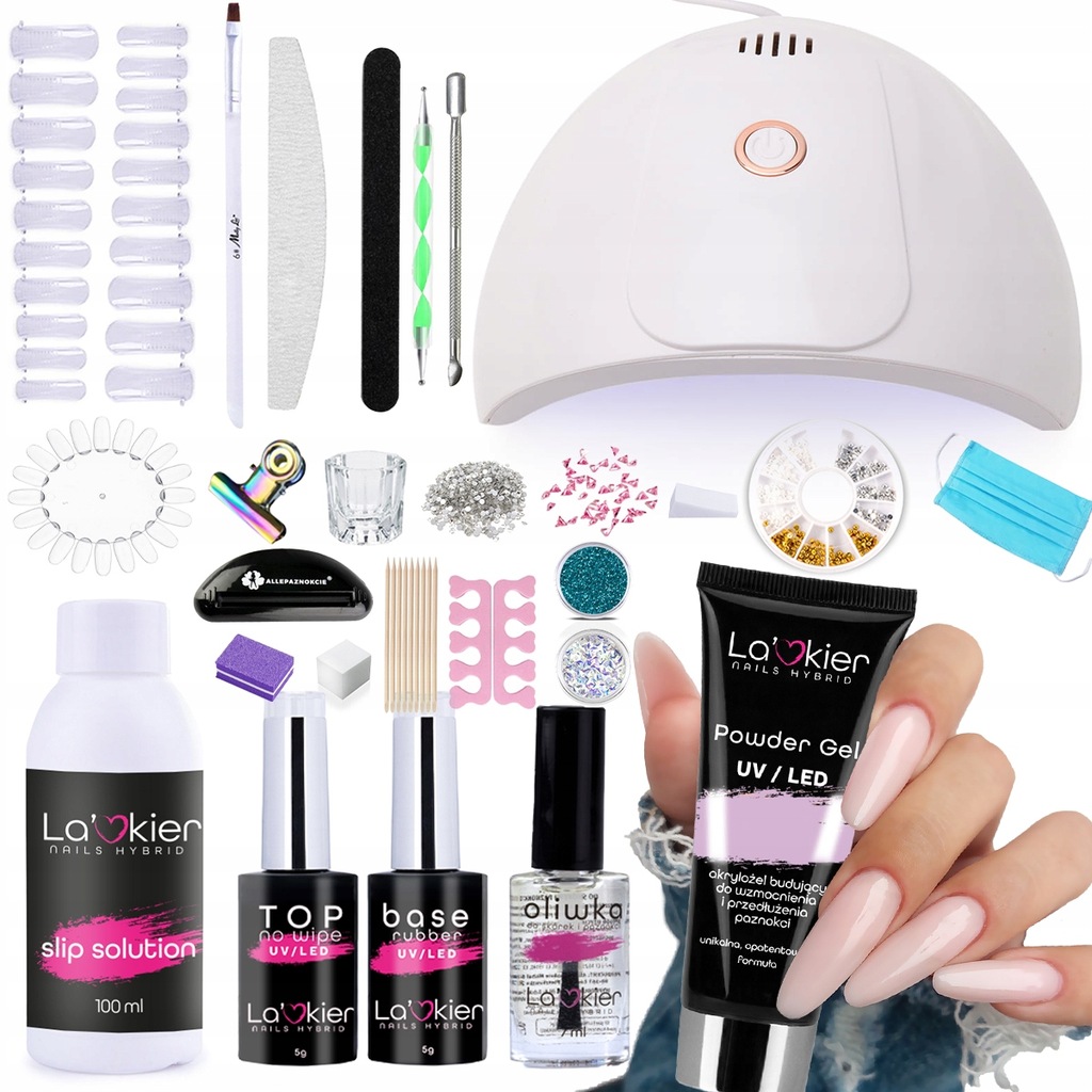 Duży Zestaw AKRYLOŻEL POLY FLEX 30ml La'kier LAMPA