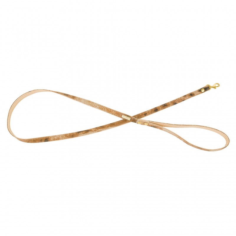 Barry King Smycz dla Psa, Wild Lion, Beżowa, Skórzana Mosiądz, 13mm/120cm