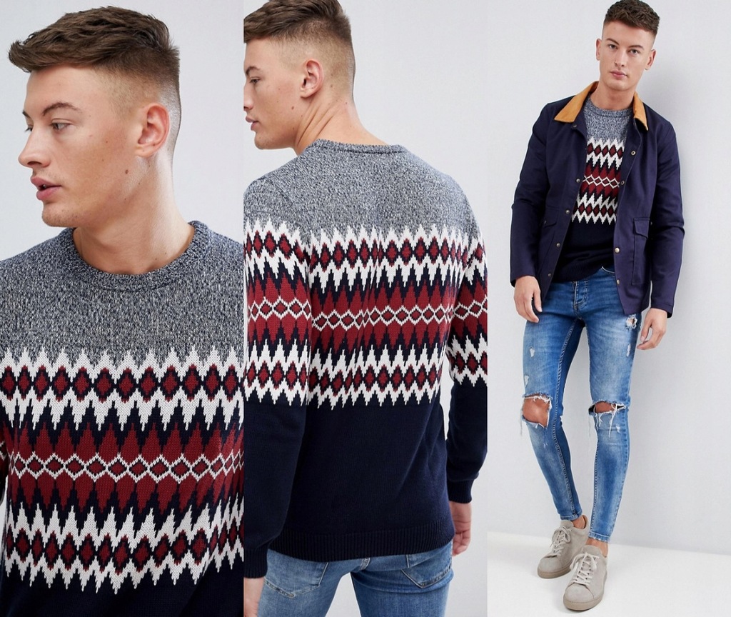 B.4.20.7 PULL&BEAR SWETER WZORKI ROZMIAR S