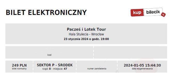 Bilet Pacześ i Lotek Tour - Wrocław 23.01.2024