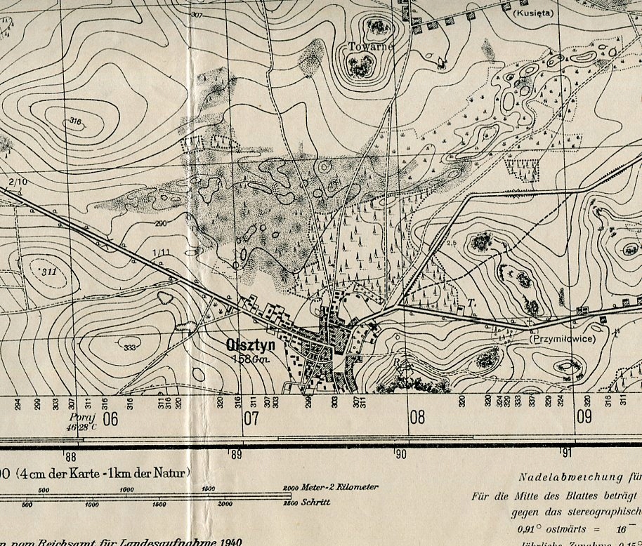 OLSZTYN / MSTÓW :: dokładna mapa wojskowa : 1940 rok