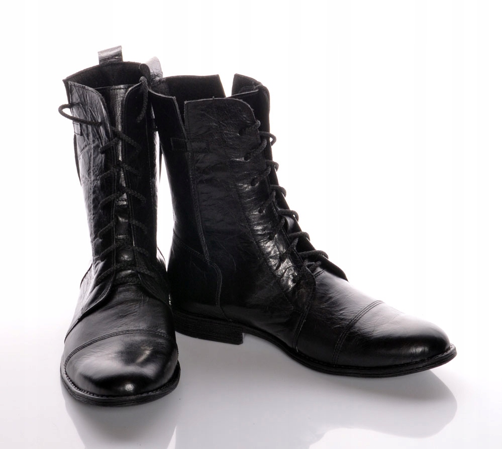 BUTY WYSOKIE MĘSKIE SKÓRZANE CZARNE CASUAL BASIC41