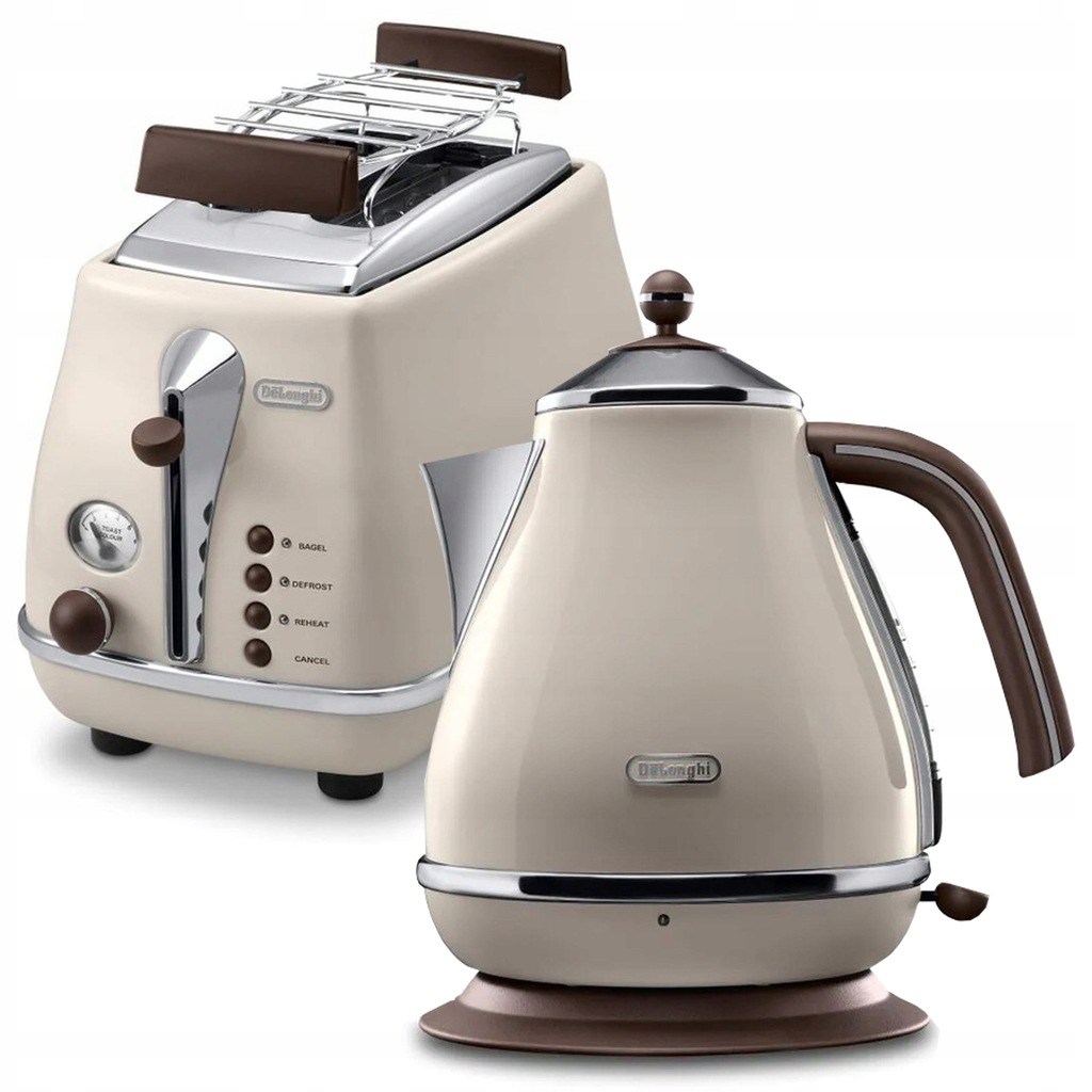 Zestaw DeLonghi Czajnik + Toster Elegancki Retro