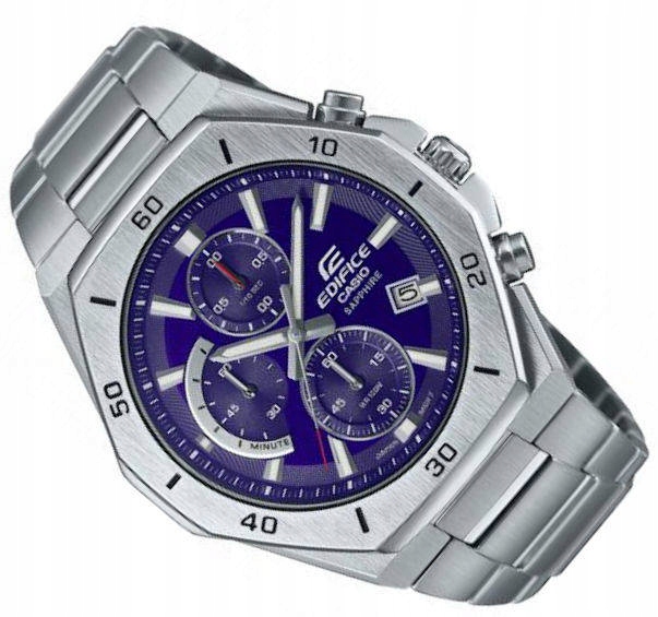 STALOWY ZEGAREK CASIO EDIFICE SZAFIR EFB-680D -2BV