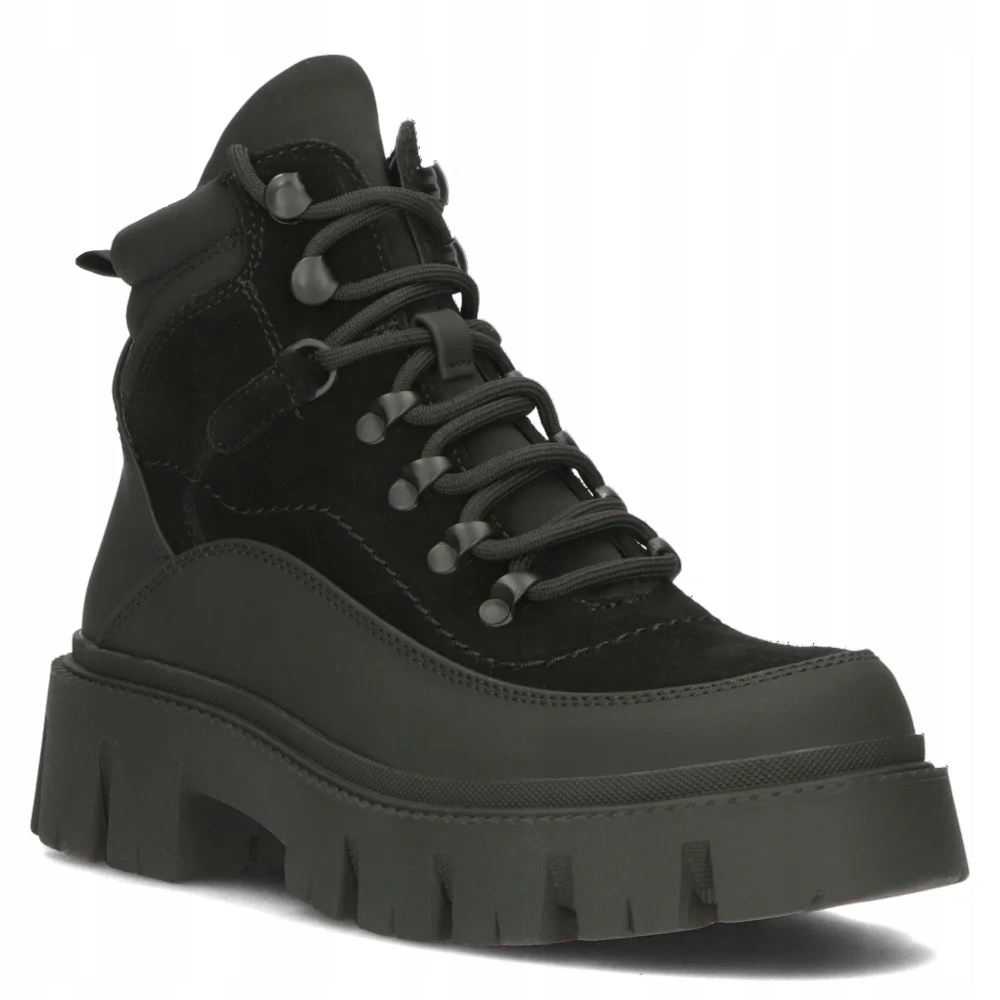 Skórzane botki na platformie buty damskie Filippo sznurowane za kostkę r.36