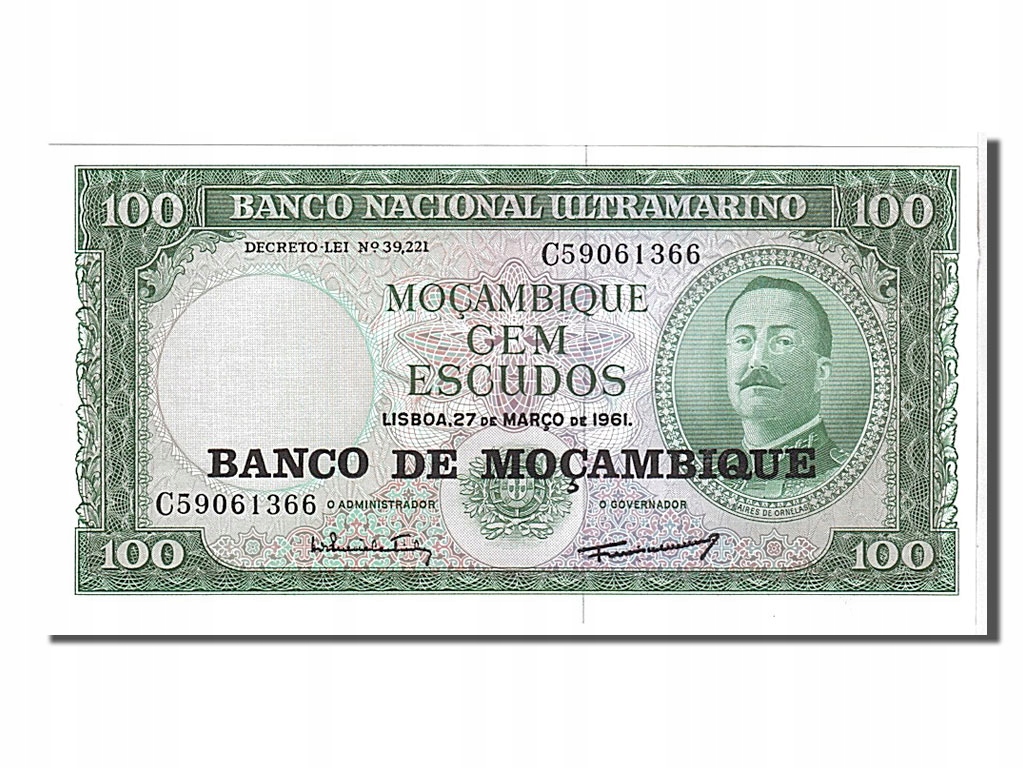 Banknot, Mozambik, 100 Escudos, 1961, KM:117a, UNC