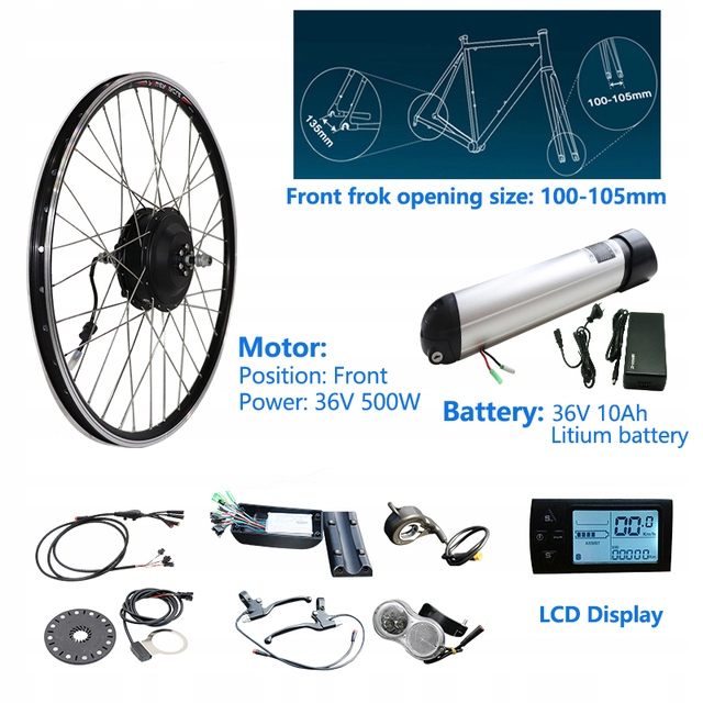 36V 500W Ebike Conversion Kit with Lithium Ba