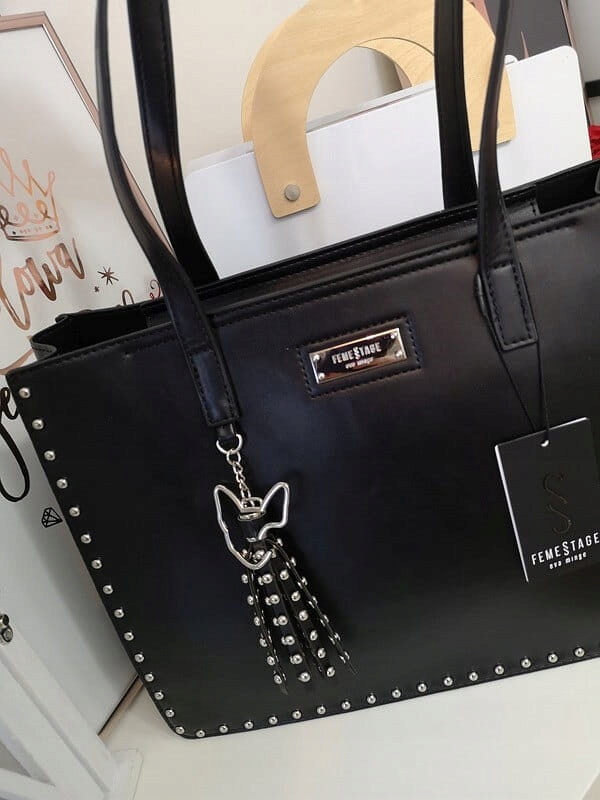 Eva Minge torba shopper czarna z ćwiekami 8585756619 oficjalne