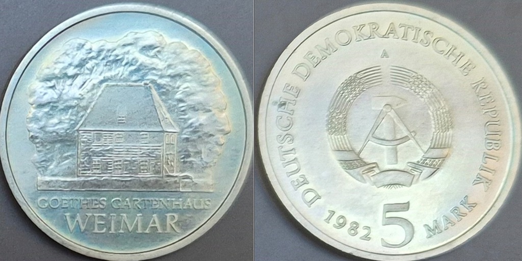 NRD / Niemcy 5 marek 1982r. KM 85 - Chata Goethego w Weimarze