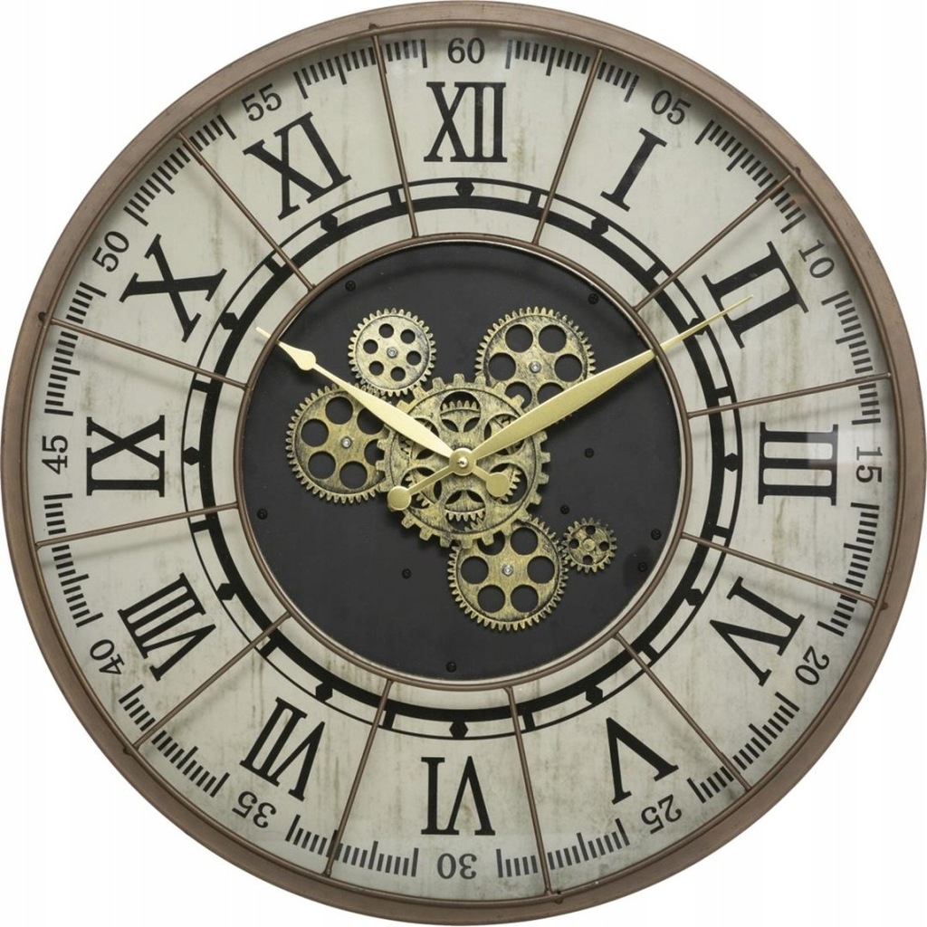 Zegar ścienny Stella 57 cm Wykonany z metalu, tarcza osłonięta szybą, z mec