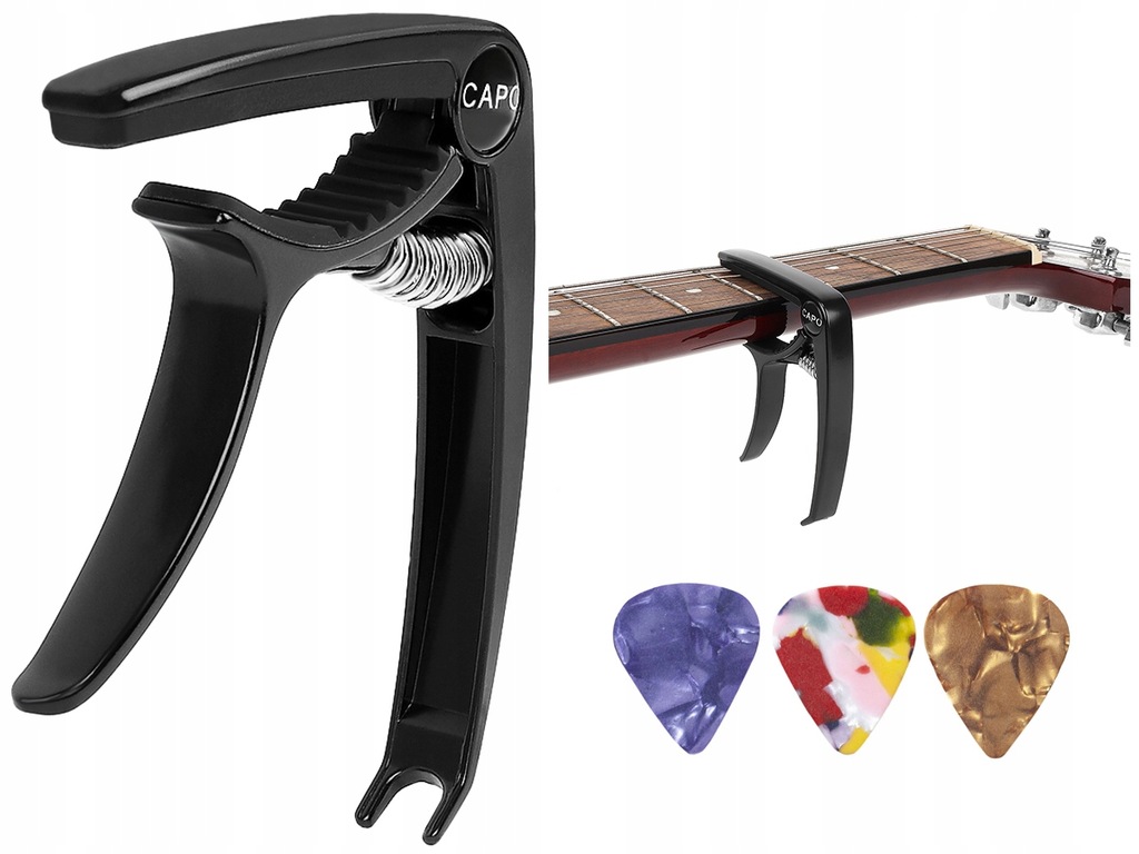 Купить Классическая акустическая гитара Каподастр +3 медиатора: отзывы, фото, характеристики в интерне-магазине Aredi.ru