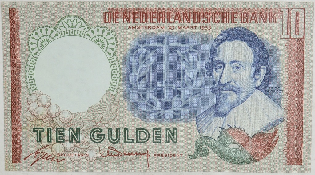 4.gp.Holandia, 10 Guldenów 1953, P.85, St.2