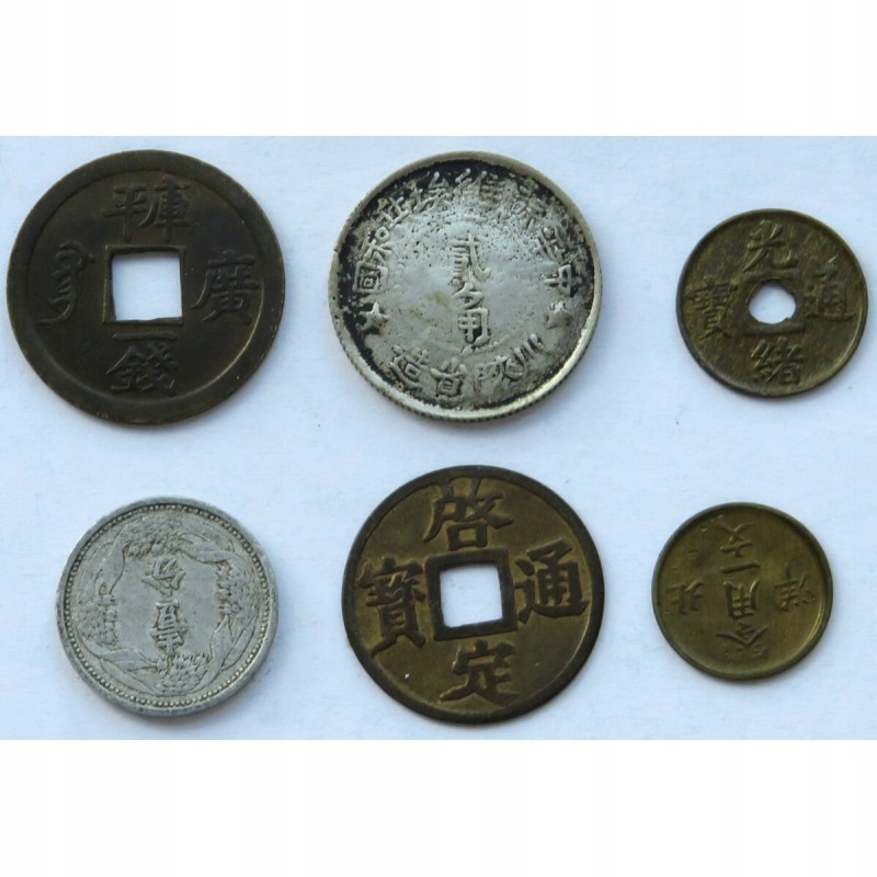 Chiny, monety 1904-1942, 6 sztuk, również srebro