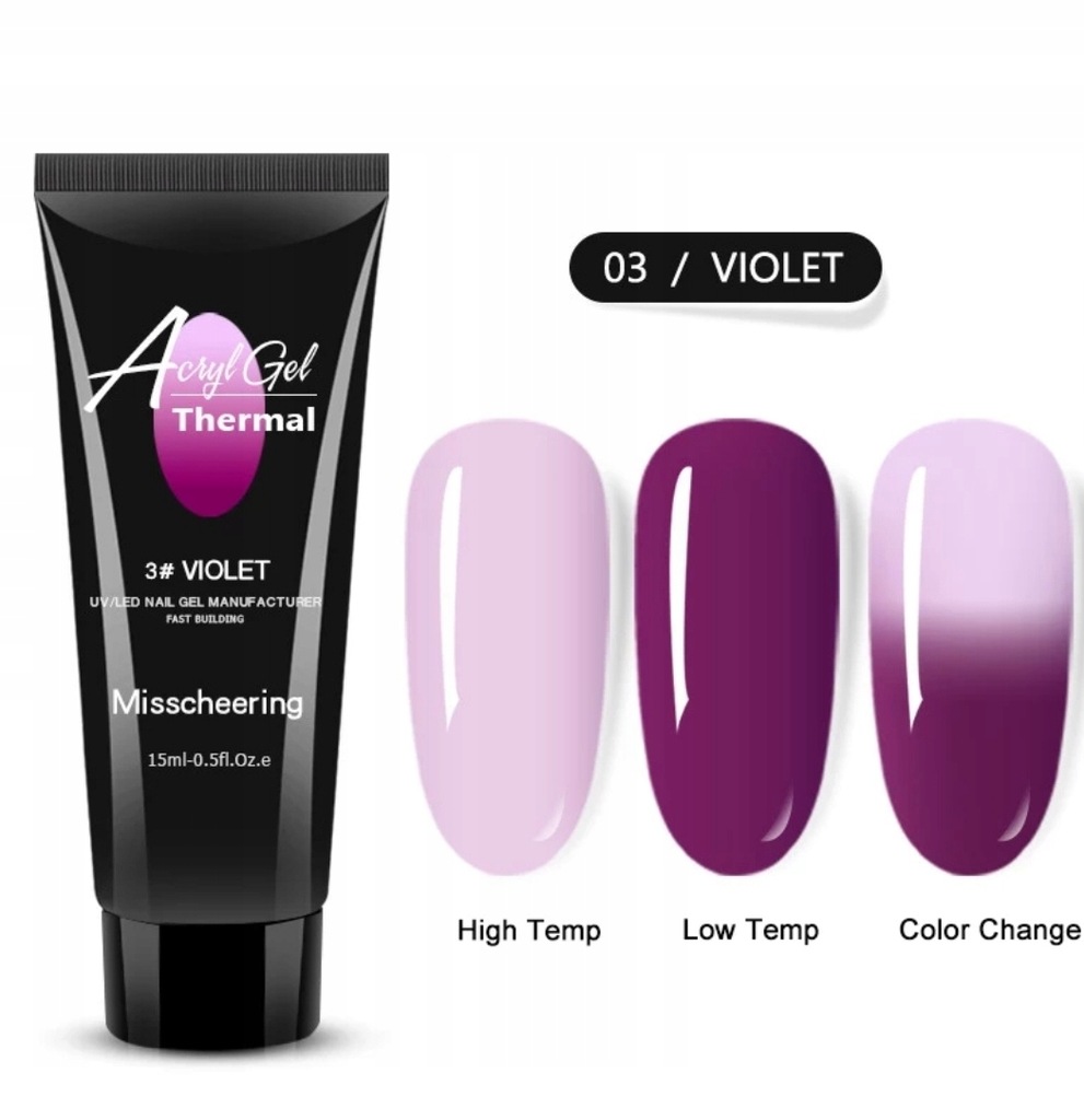 Poly gel akrylo żel jelly termalny Violet 15ml