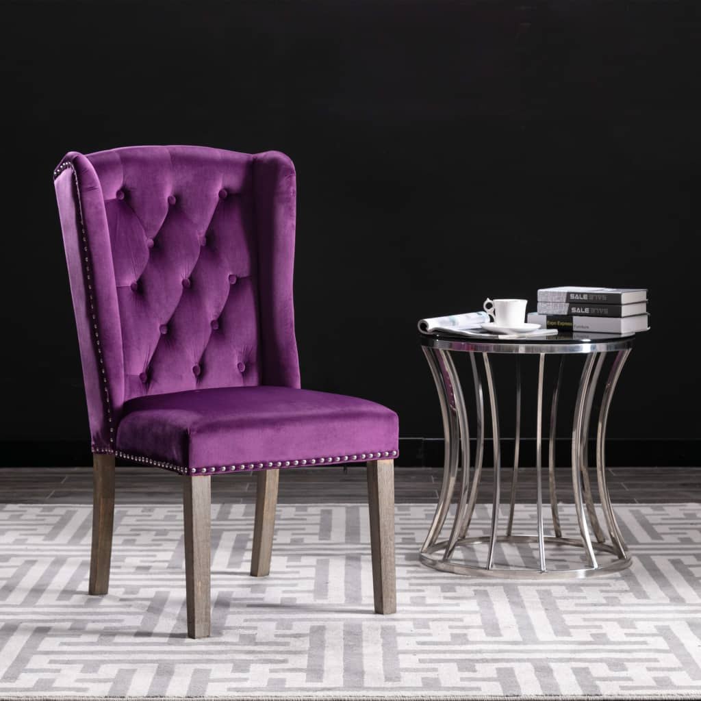 Krzesło stołowe, fioletowe, obite aksamitem VX