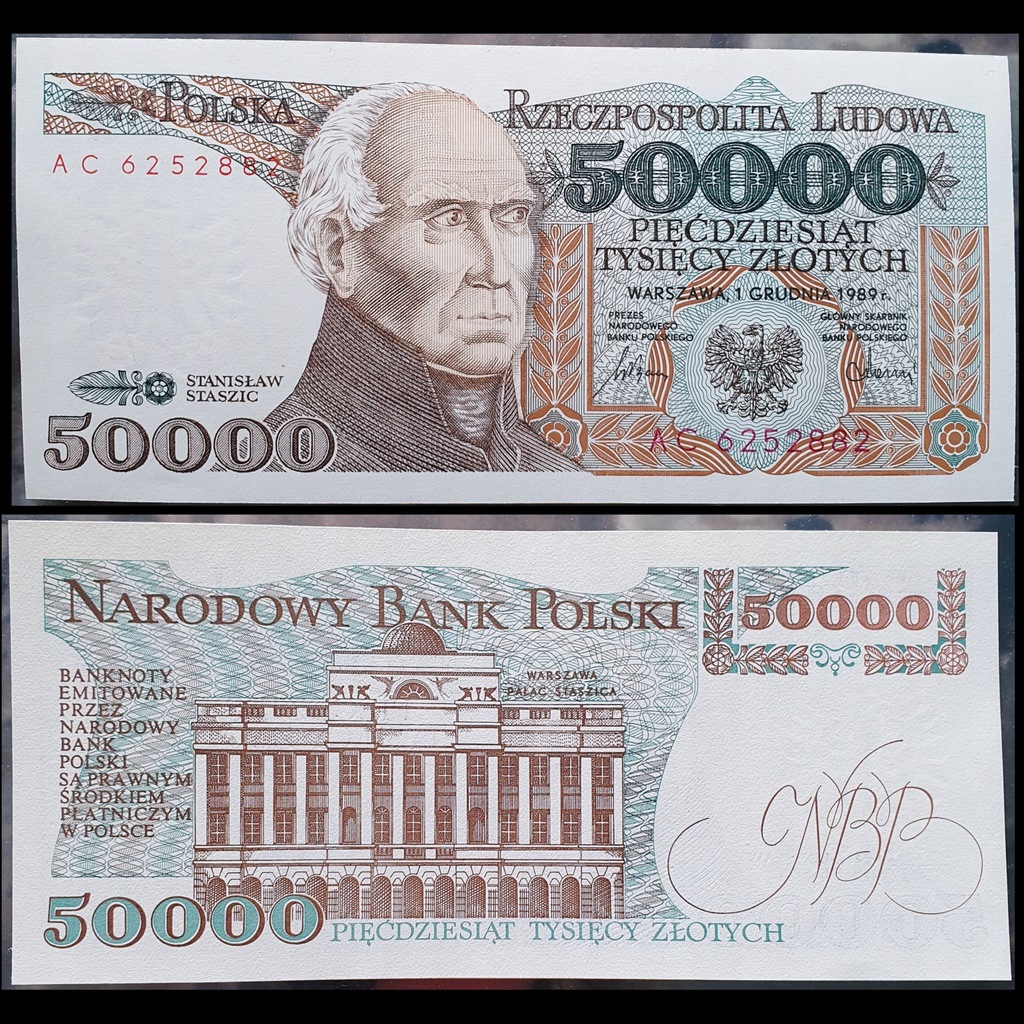 Banknot 50000 złotych 1989 r. Stan UNC - 13971488379 - oficjalne ...