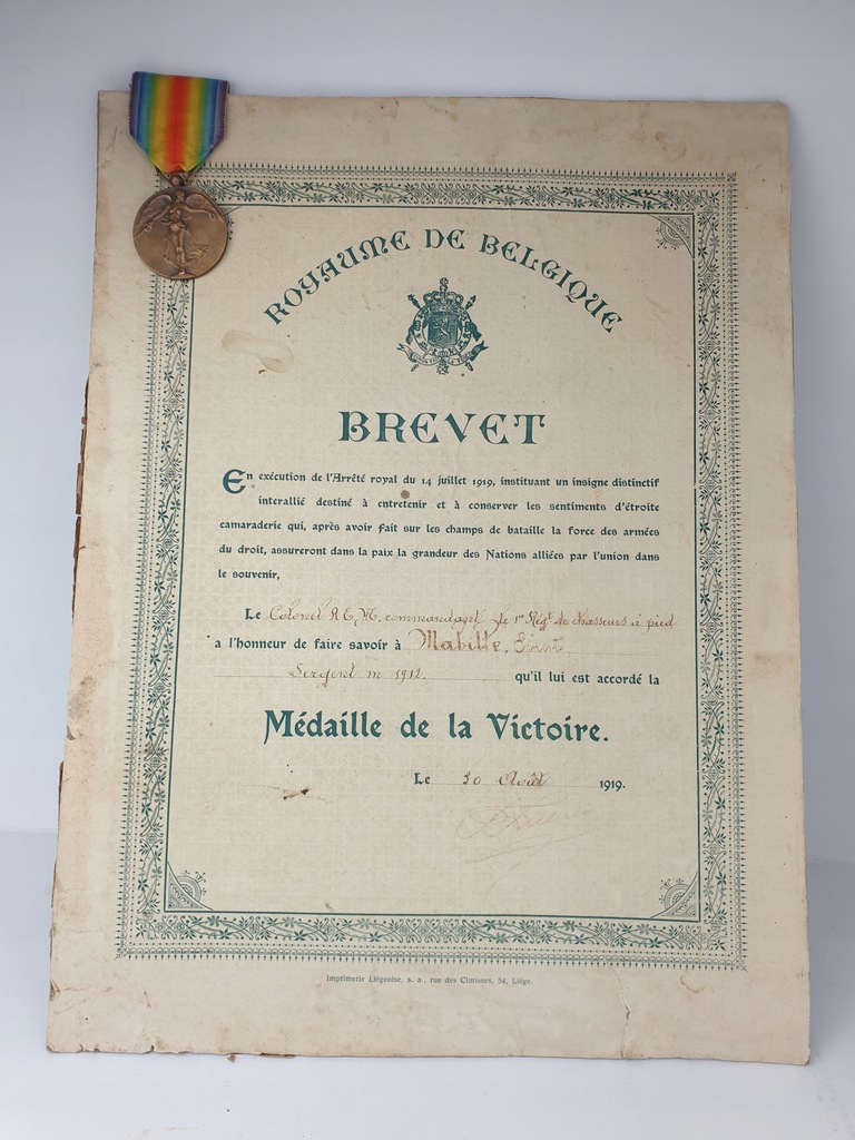 Belgia Medal Zwycięstwa w I wojnie światowej z nadaniem 1 Pułk Strzelców