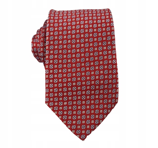 Jedwabny krawat czerwony wzór elegancki
