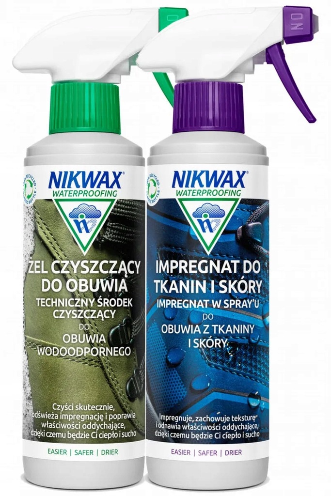 Zestaw Nikwax Tkanina I Skóra Spray+żel Czyszczący 2 X300 Ml