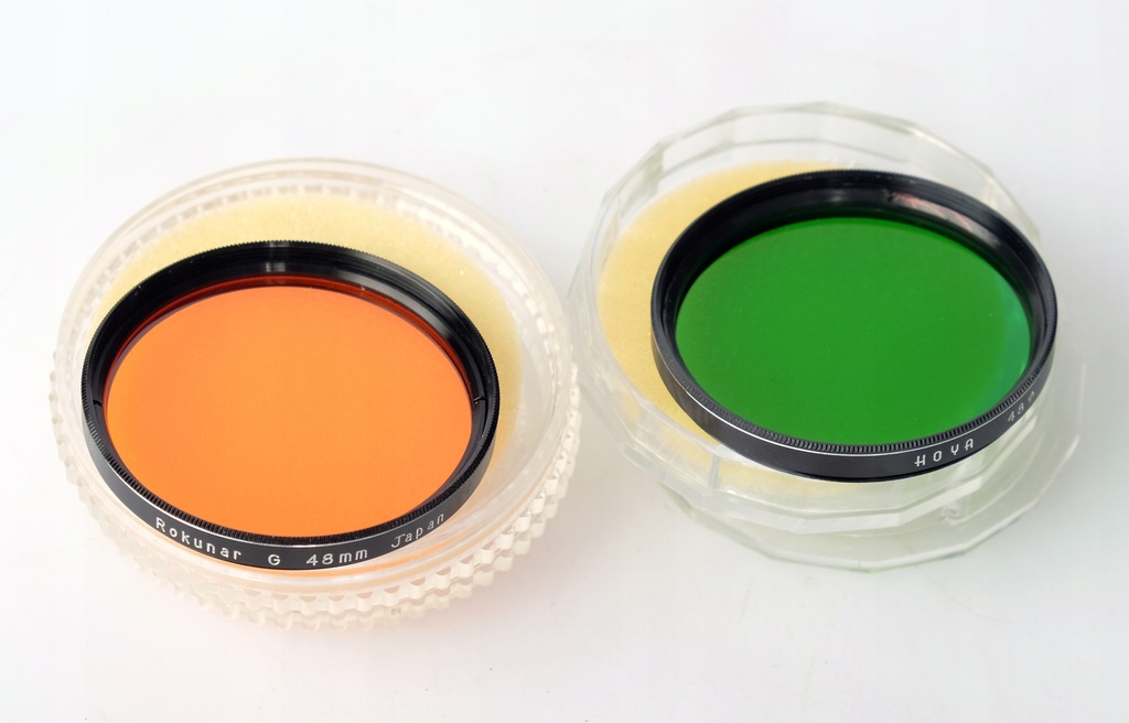 Filtry foto średnica 48mm/zielony, pomarańczowy