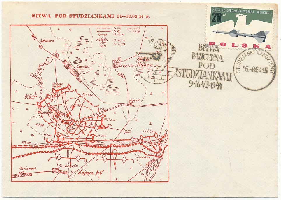 Wojsko Polskie Bitwa pod Studziankami 14-16.08 map