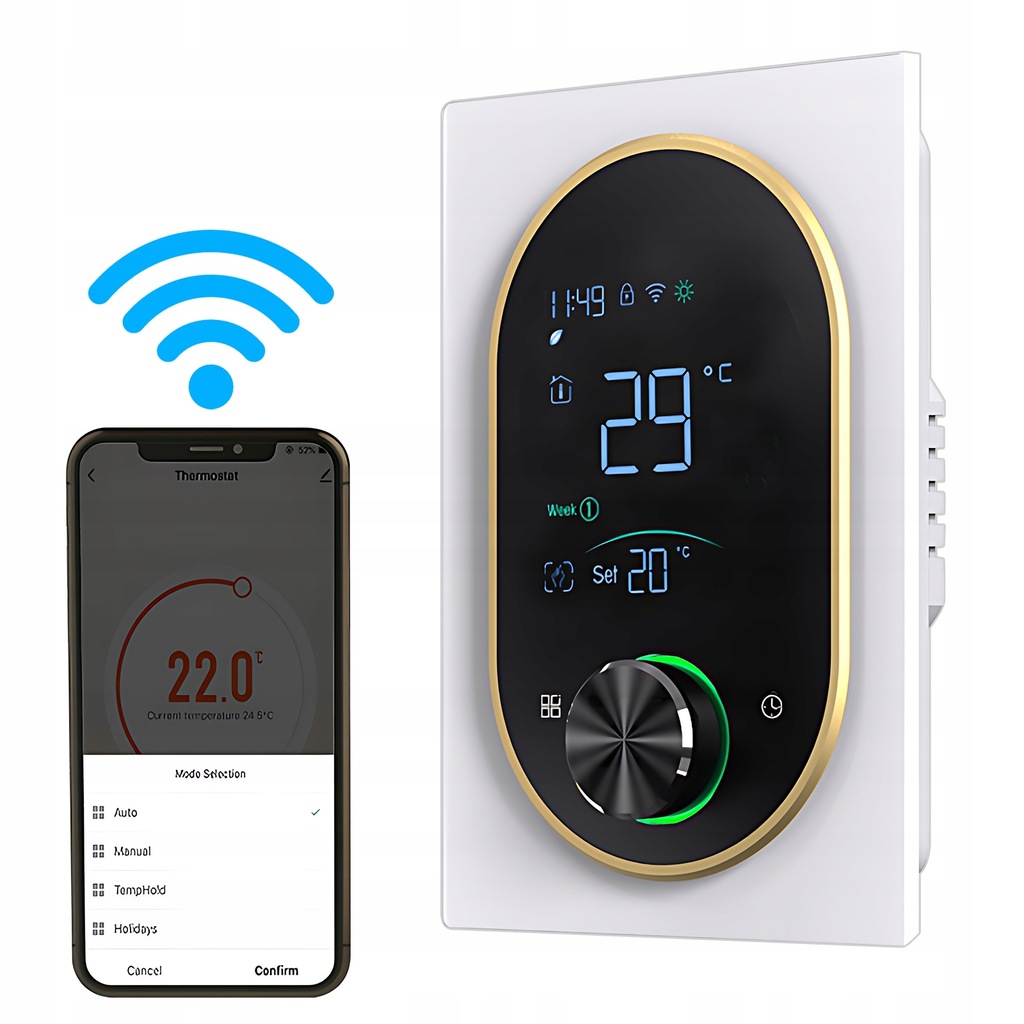 WIFI INTELIGENTNY TERMOSTAT DO OGRZEWANIA ELEKTRYCZNEGO PROGRAMOWANY 16A
