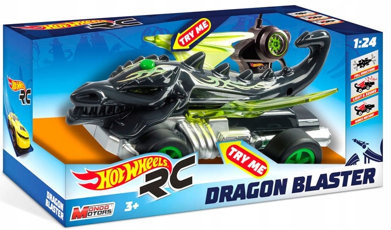 HOT WHEELS DRAGON ŚWIECI SMOK STEROWANY PILOT AUTO