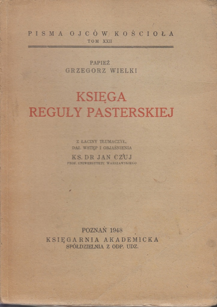 Księga reguły pasterskiej Grzegorz Wielki 1948