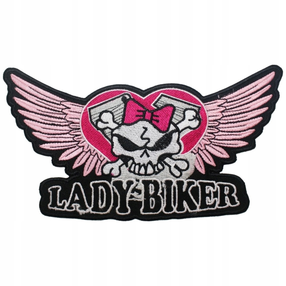 Naszywka A-PRO LADY BIKER PINK BA-1003-M 13x7cm