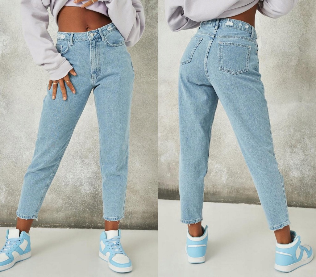 MISSGUIDED TALL NIEBIESKIE MOM JEANS 7/8 (38)