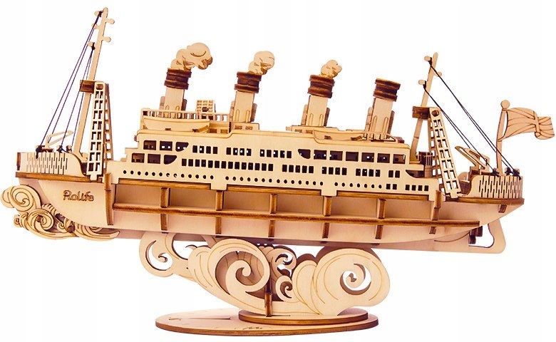 ROBOTIME Drewniany Model Puzzle Statek Wycieczkowy