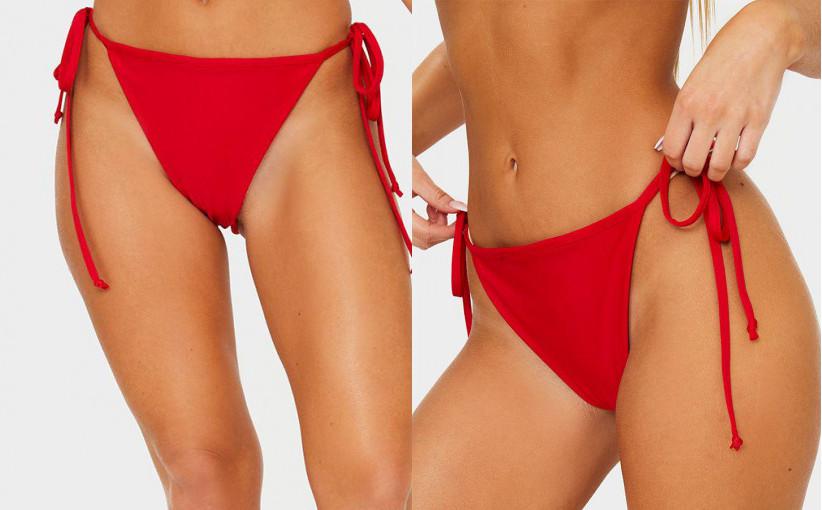 C0B110 CZERWONY DÓŁ OD BIKINI PRETTYLITTLETHING 34