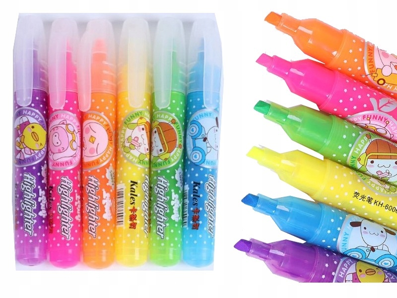 ZAKREŚLACZE MARKERY DLA DZIECI ZWIERZĄTKA 6 kol