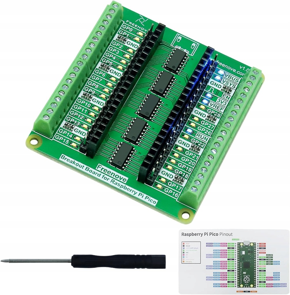 Płytka rozszerzeń Freenove HAT dla Raspberry Pi Pico 1/2/WH diody LED GPIO