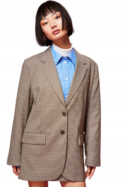 H&M MARYNARKA DAMSKA W PEPITKĘ GUZIKI S VBA