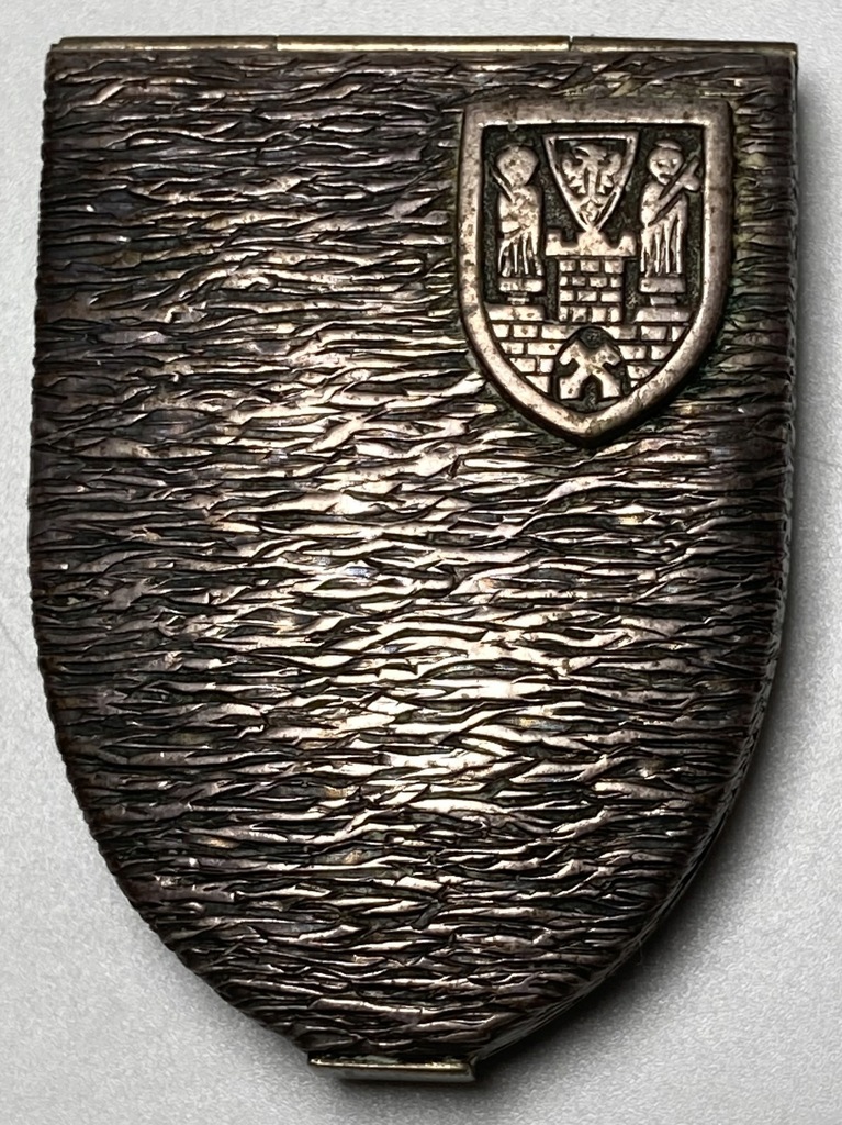 PRL srebrna puderniczka z herbem Poznania firmy Ziołolek ZZO 1963-1986