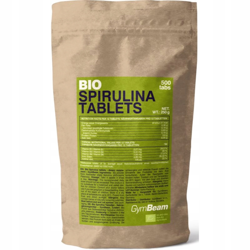 GymBeam Spirulina BIO naturalny przeciwutleniacz w tabletkach 500 tabl...