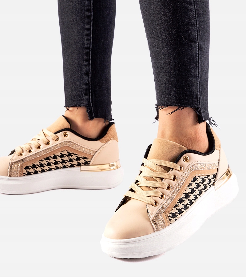 Beżowe sneakersy z brokatem Briercliff 27559 rozmiar 36
