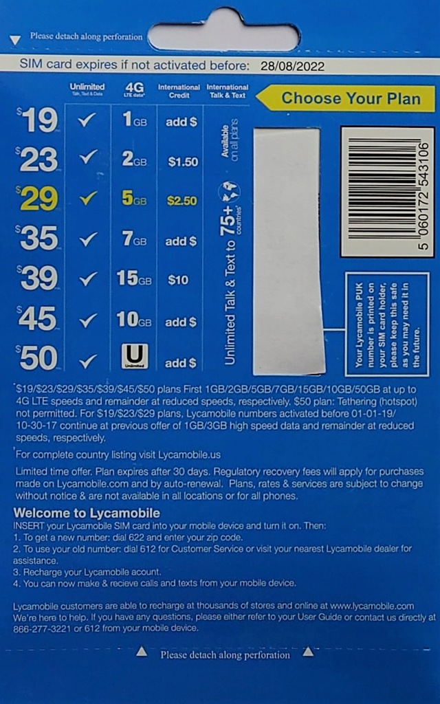 Купить SIM-карта Lycamobile США, доллары США 39 долларов США, 15 ГБ на 30 дней: отзывы, фото, характеристики в интерне-магазине Aredi.ru