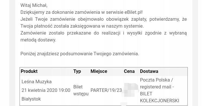 Bilet na koncert Podsiadło 21.04 Białystok