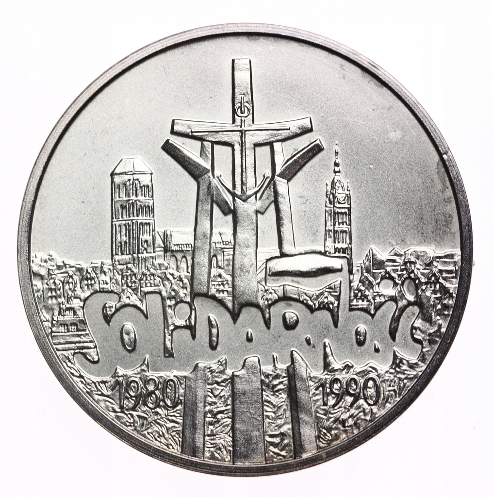 100.000 złotych 1990 Solidarność bardzo ładna uncja srebra (2)