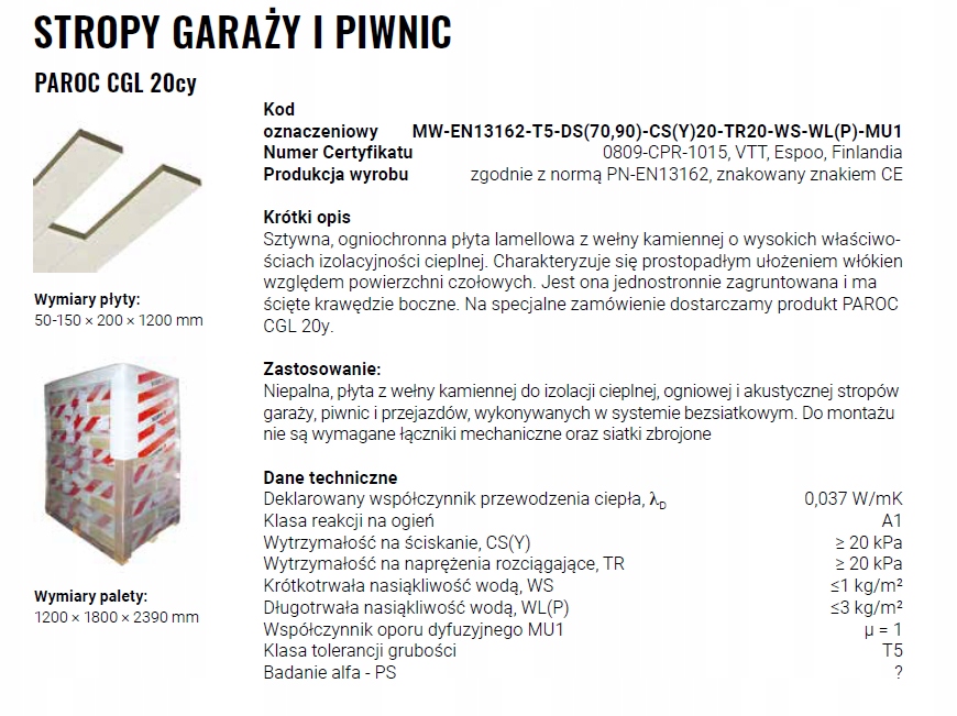 Paroc Cgl cy Welna Garaz Gr 10 Cm P 47 52 M2 Oficjalne Archiwum Allegro