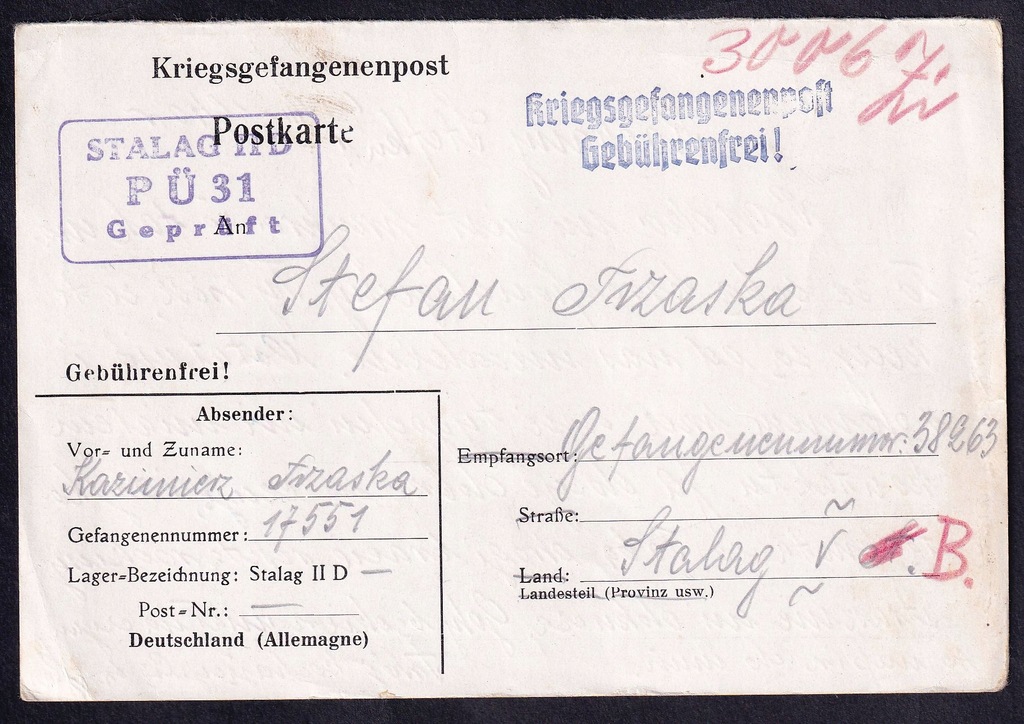Stalag IID Stargard kartka 1940 (108)