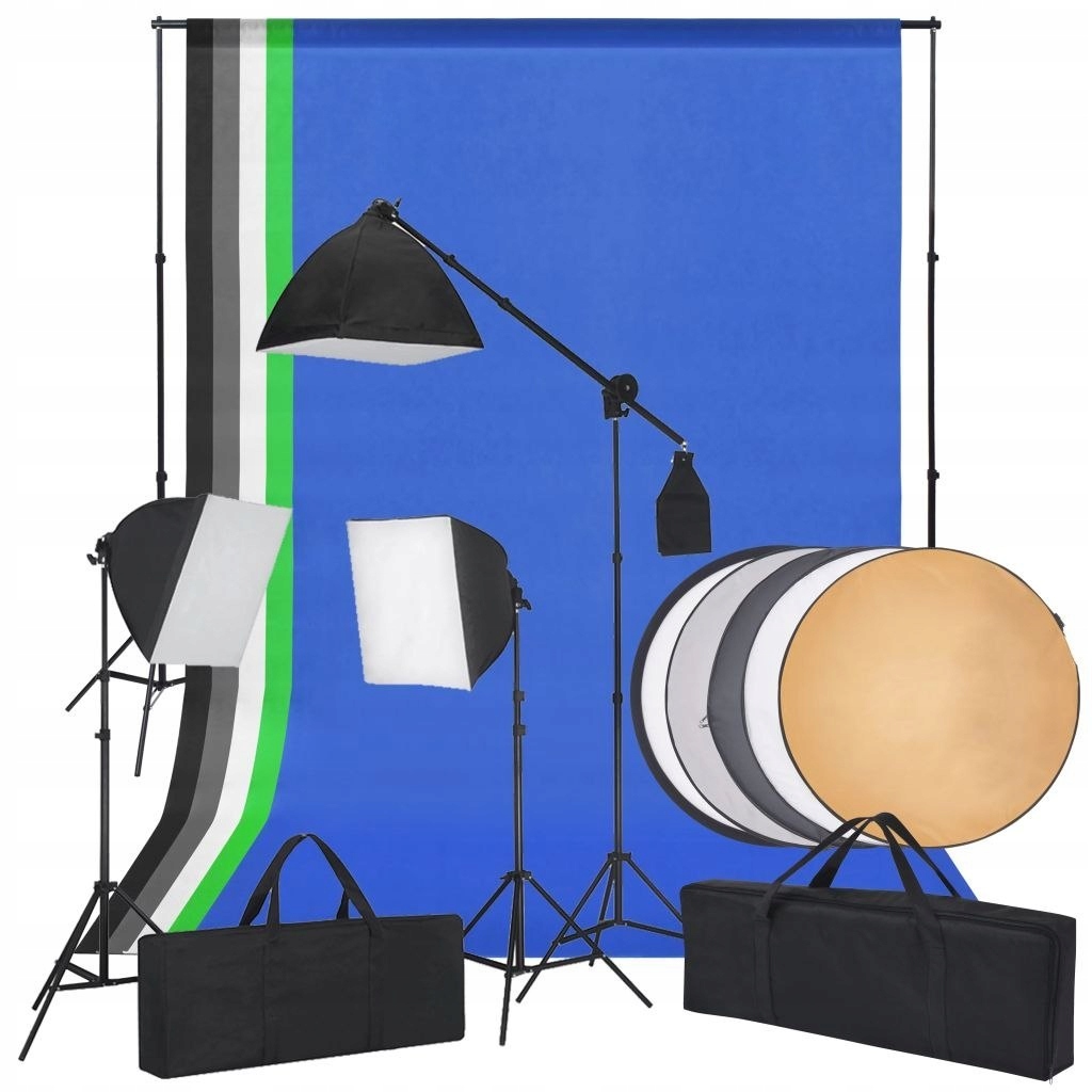 Studio fotograficzne z softbox, tłami i blendą fot